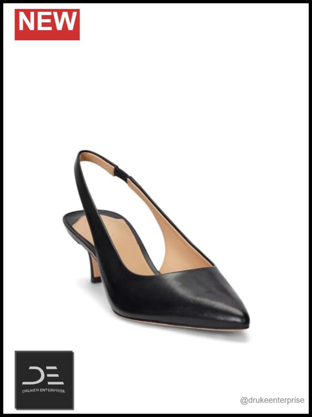 Burnished Leather Slingback Pumps with Pointed Toe and Padded Insole